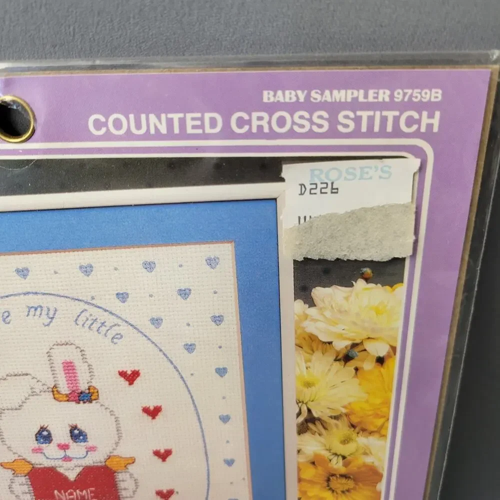 Vintage Sealed Vogart Crafts Angel Bunny Cross-stitch Kit Baby Sampler #9759B‎